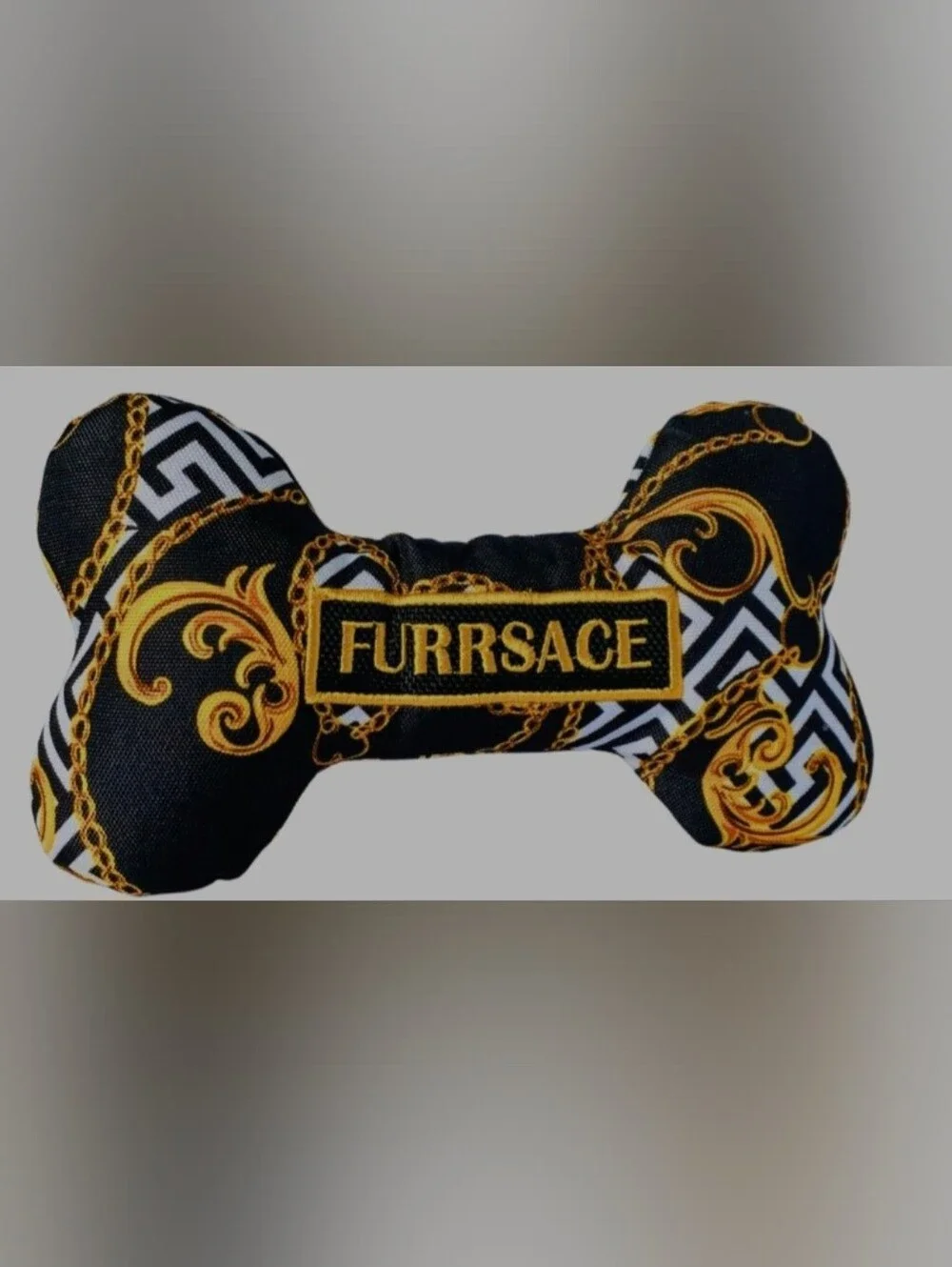 Furrsace Black & Gold Bone DOG SQUEAK TOY